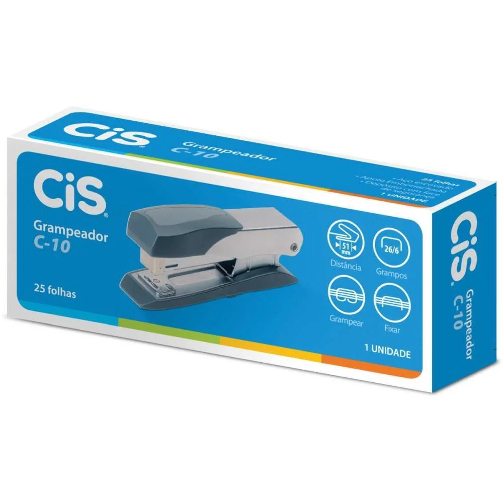Grampeador Metal Cis C-10 Metallic P/25Fls 26/6 Sertic - imagem 4