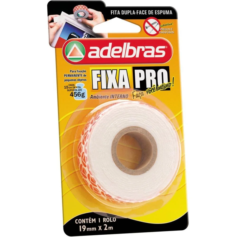 Fita Dupla Face Fixa Pro Espuma 19Mmx2M Adelbras - imagem 3