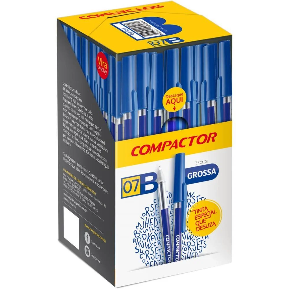 Caneta Esferografica 1.2Mm B Grossa Azul Compactor (Cx.c/50) - imagem 2