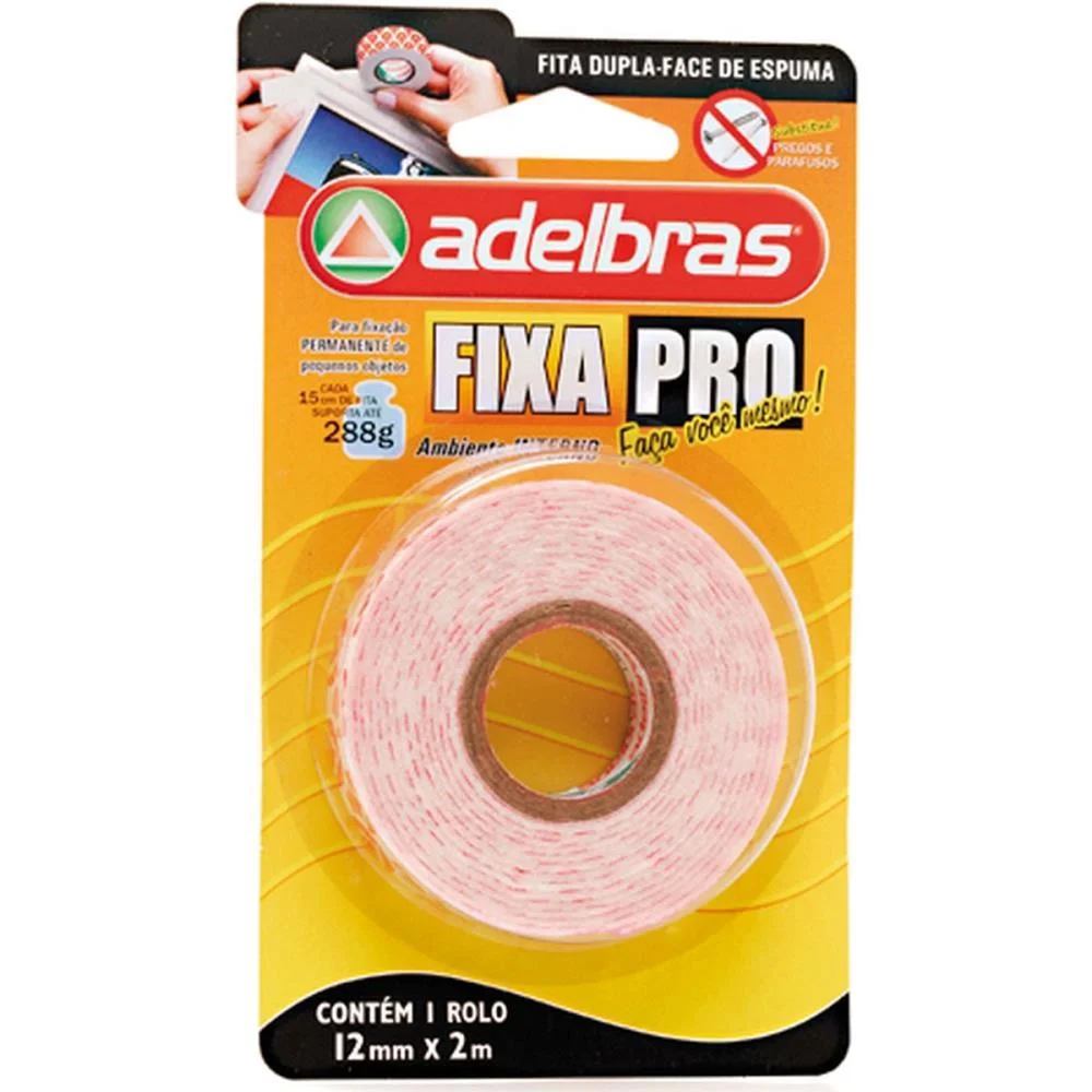 Fita Dupla Face Fixa Pro Espuma 12Mmx2M Adelbras - imagem 2