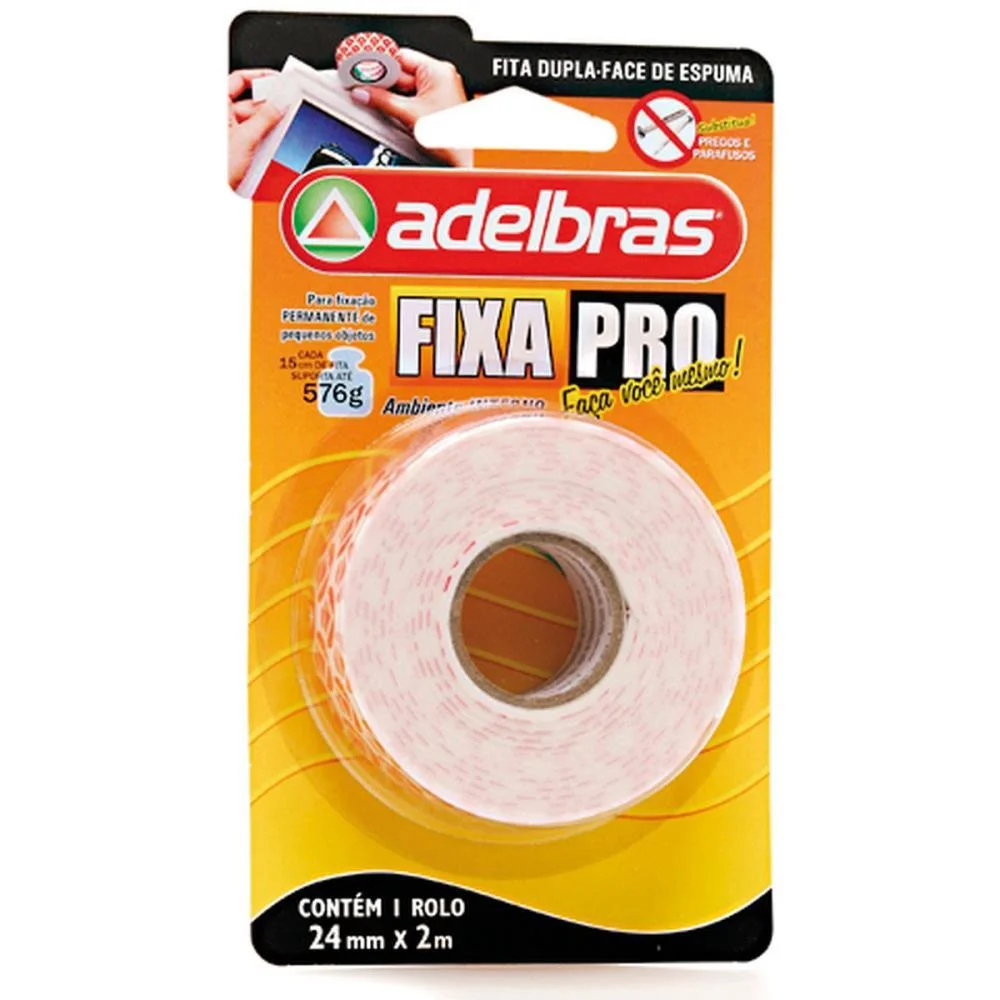 Fita Dupla Face Fixa Pro Espuma 24Mmx2M Adelbras - imagem 2