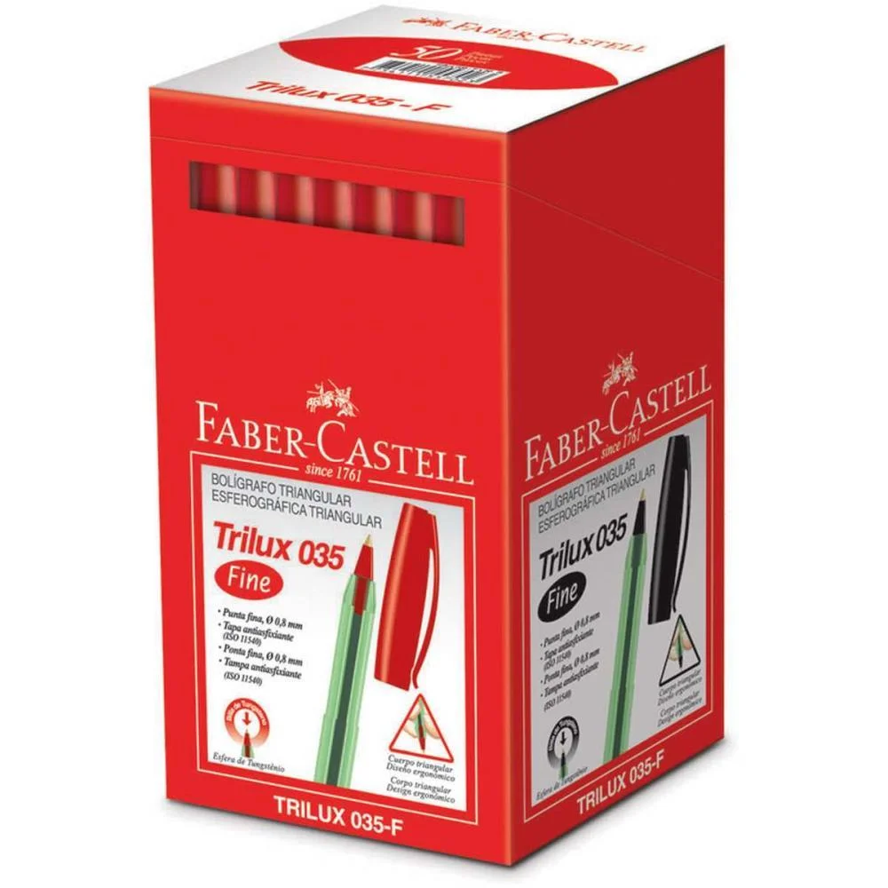 Caneta Esferografica Trilux Ponta Fina Vermelha Faber-Castell (Cx.c/50) - imagem 2