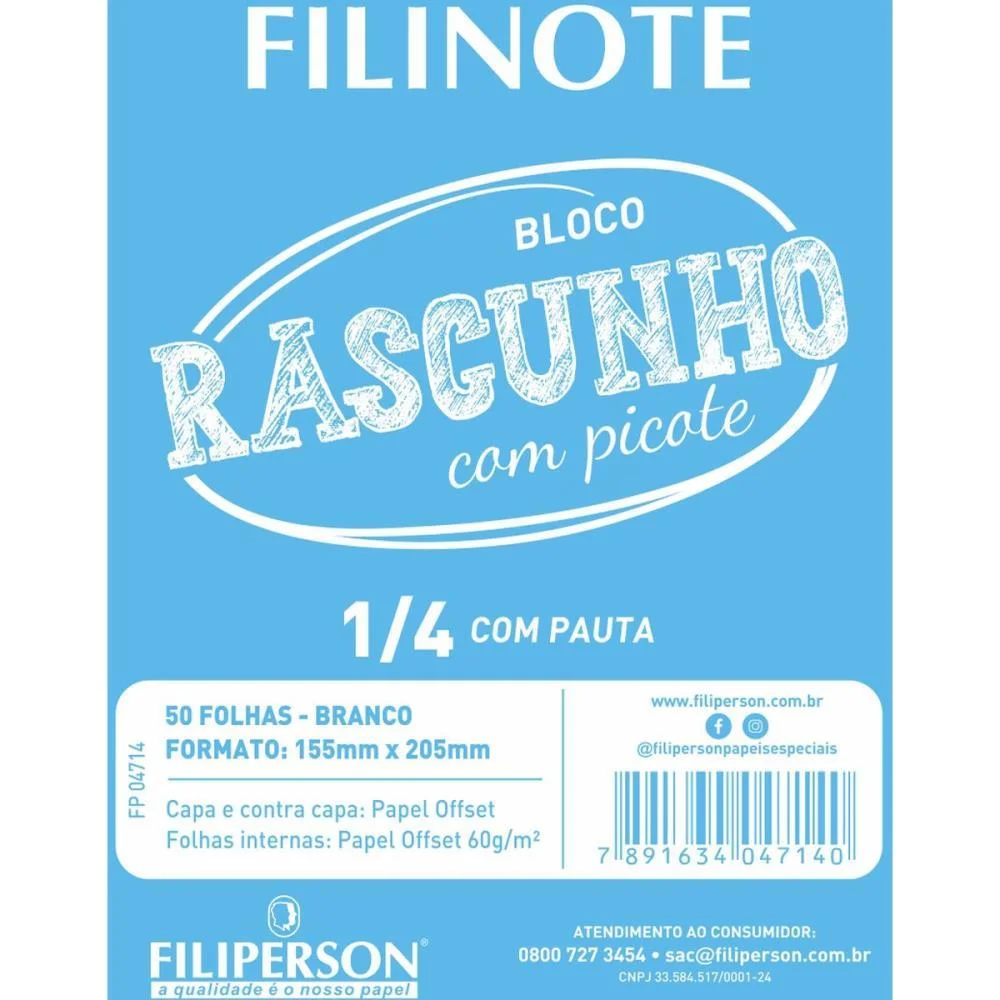 Bloco Para Rascunho C/Picote C/Pauta 155X205 50Fl Filiperson (Pct.c/10) - imagem 2