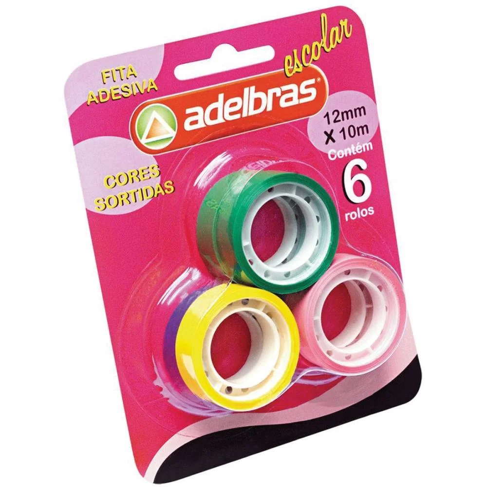 Fita Adesiva Polisil 12Mmx10M Cores Sort. Adelbras (Bl.c/06) - imagem 3