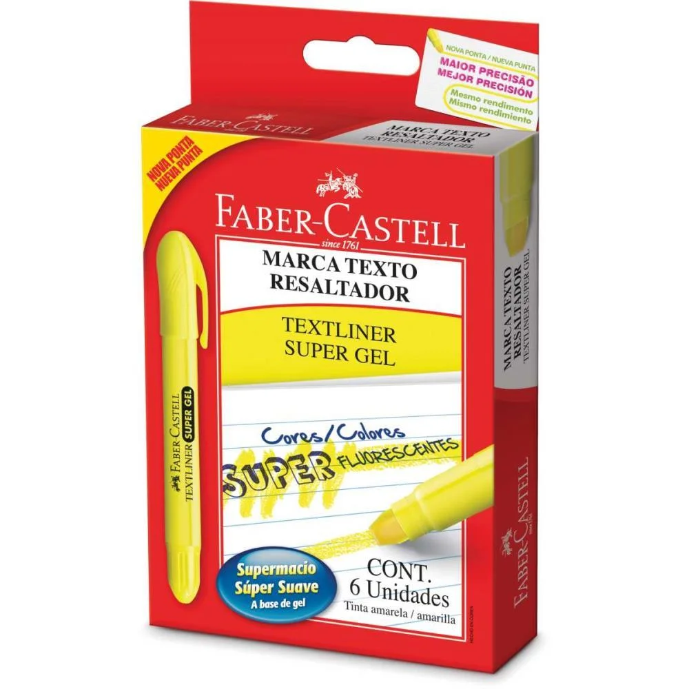 Caneta Marca Texto Gel Supersoft Gel Amarelo Faber-Castell (Cx.c/06) - imagem 2