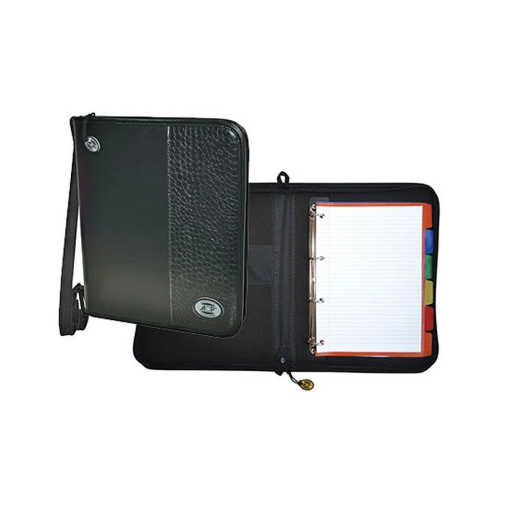 Fichario Com Ziper Croco Preto Completo Acp - imagem 4