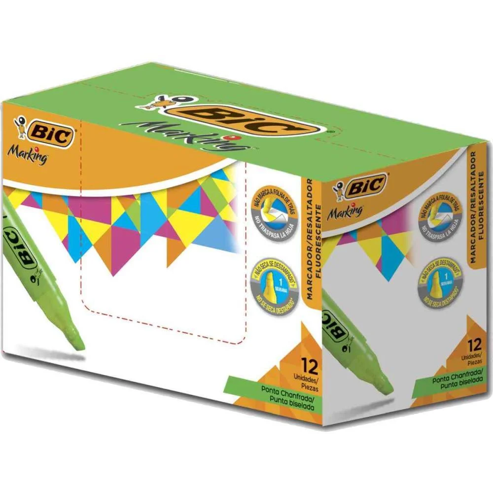 Caneta Marca Texto Marking Fluorescente Verde Bic (Cx.c/12) - imagem 2