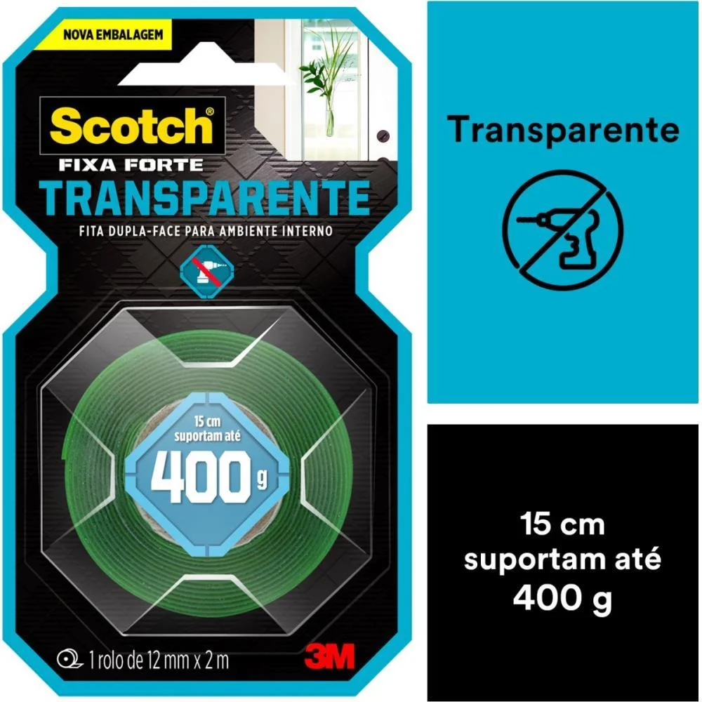 Fita Fixa Forte Silicone Transp/Verde 12Mmx2M 3M - imagem 9