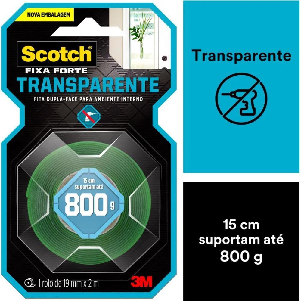 Fita Fixa Forte Silicone Transp/Verde 19Mmx2M 3M - imagem 8