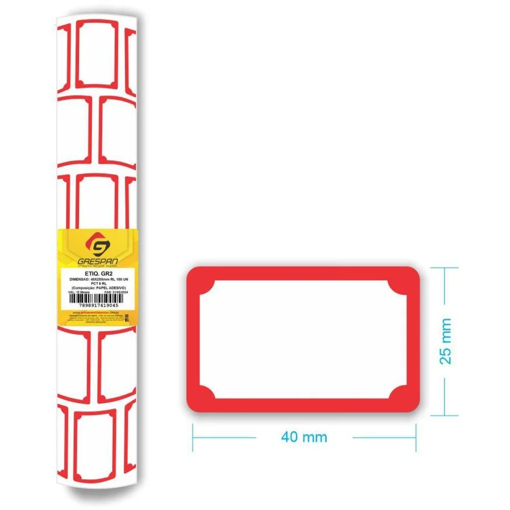 Etiqueta Para Preco Gr-2 40X25Mm C/180 Etiquetas Grespan (Pct.c/06) - imagem 3
