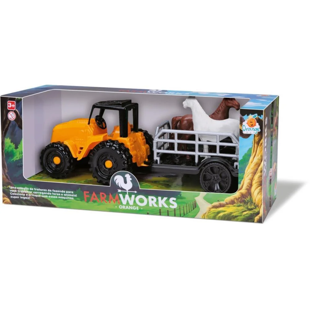 Trator Farm Work Boiadeiro 34Cm. Sort Orange Toys - imagem 3