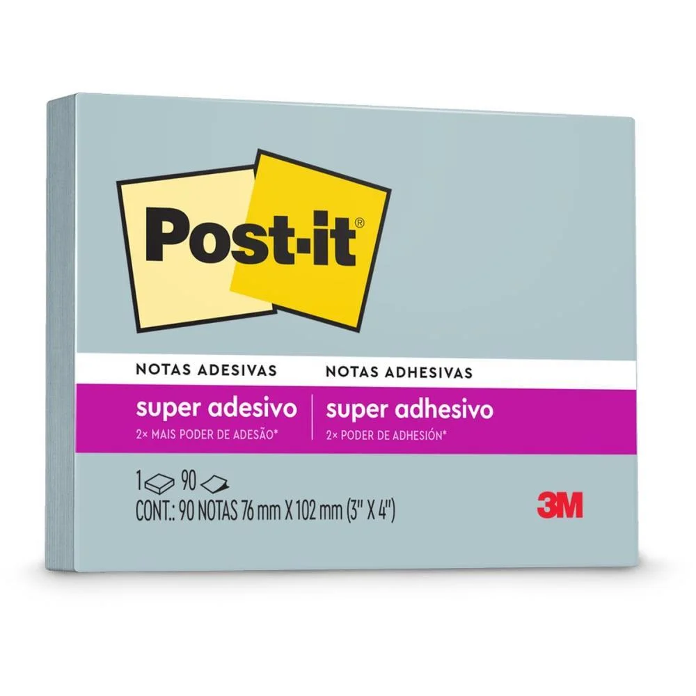 Bloco De Recado Post-It 657 Azul Recl. 76X102Mm 90Fl 3M - imagem 3