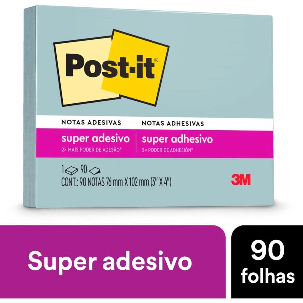 Bloco De Recado Post-It 657 Azul Recl. 76X102Mm 90Fl 3M - imagem 4
