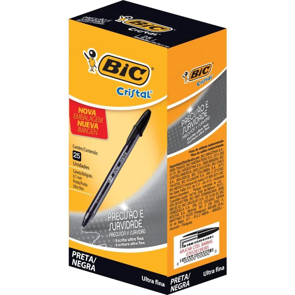 Caneta Esferografica Cristal Ultra Fine Preta Bic (Cx.c/25) - imagem 2