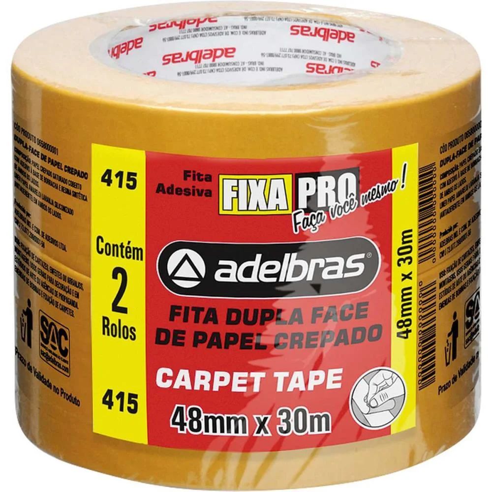 Fita Dupla Face Carpet Tape 48Mmx30M Adelbras (Pct.c/02) - imagem 3