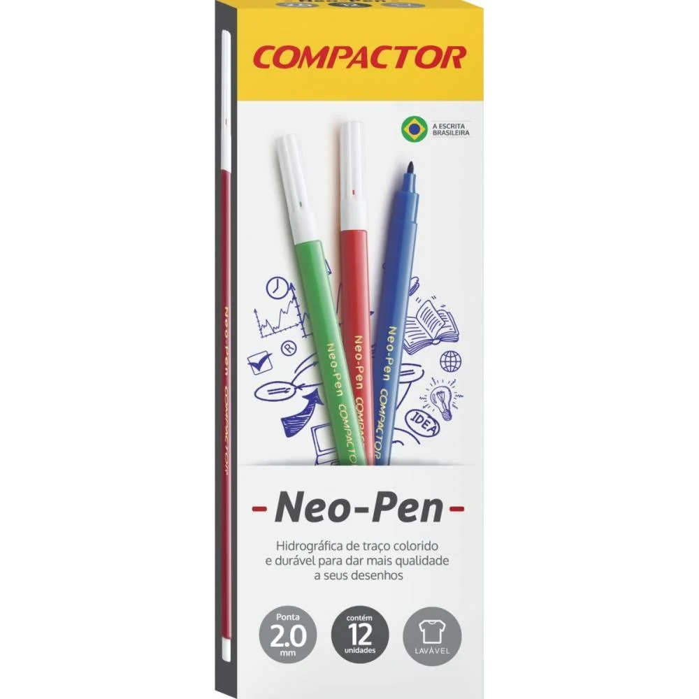 Caneta Hidrografica Neo-Pen Gigante Preta Compactor (Cx.c/12) - imagem 3