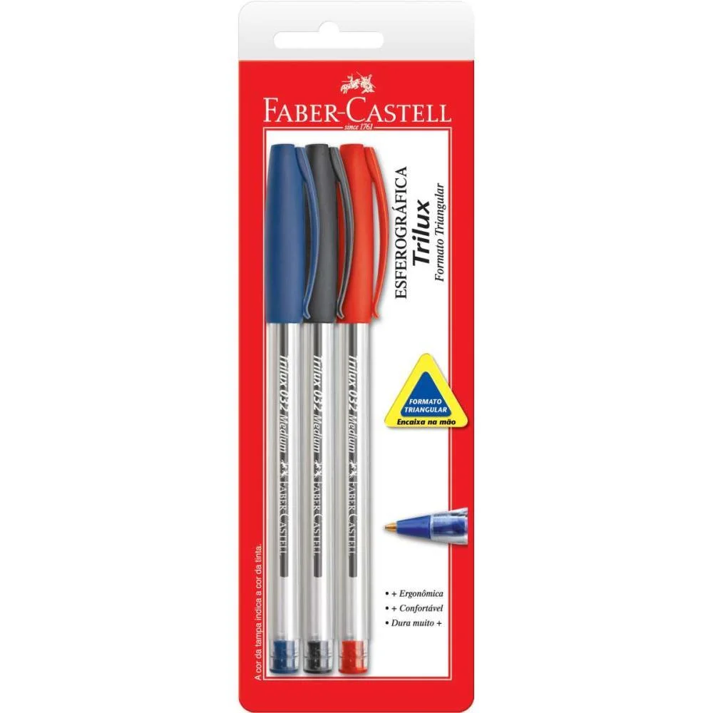 Caneta Esferografica Trilux 1.0Mm Ct.c/3 Cores Faber-Castell C/ 24 Unidades - imagem 3