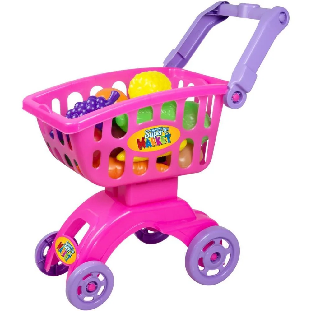 Brincando De Casinha Carrinho Super Market Rosa Braskit - imagem 3
