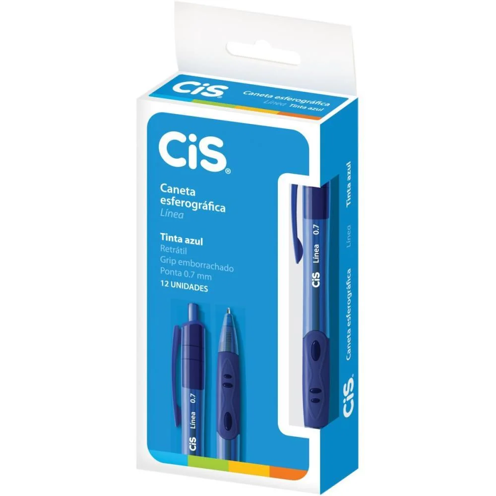 Caneta Esferografica Retratil Cis Linea 0.7Mm Azul Sertic (Cx.c/12) - imagem 2