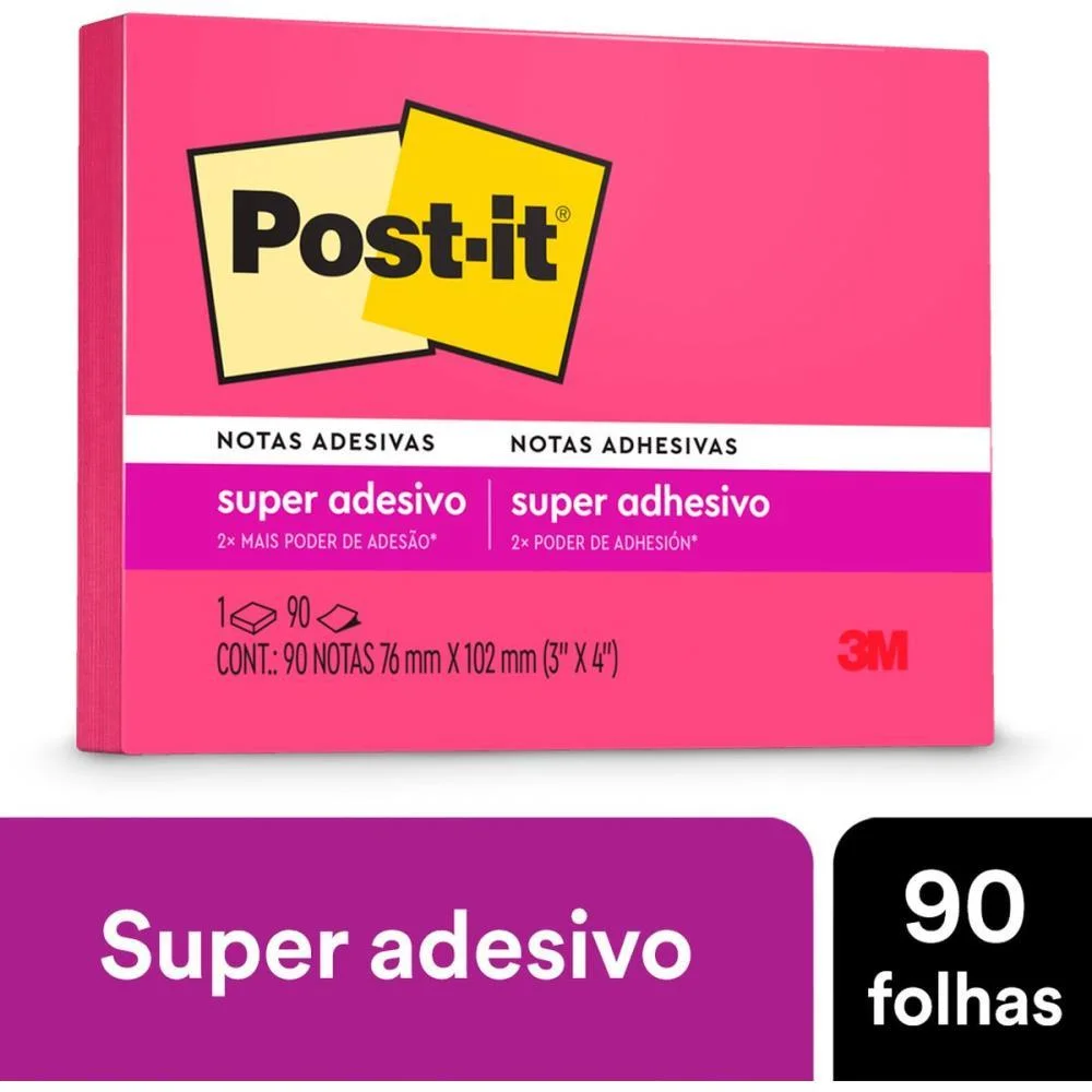 Bloco De Recado Post-It 76X102Mm Rosa 90Fls. 3M - imagem 4