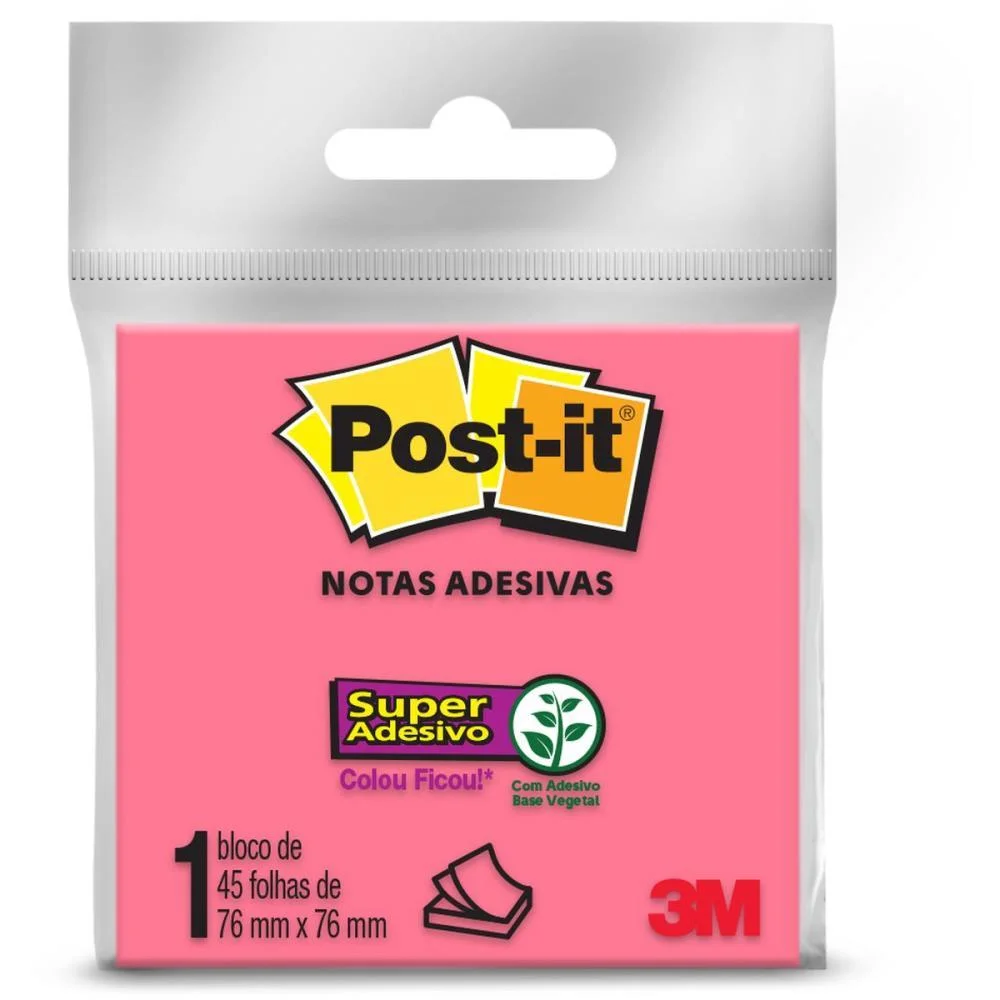 Bloco De Recado Post-It 76X76Mm Rosa 45Fls. 3M - imagem 2