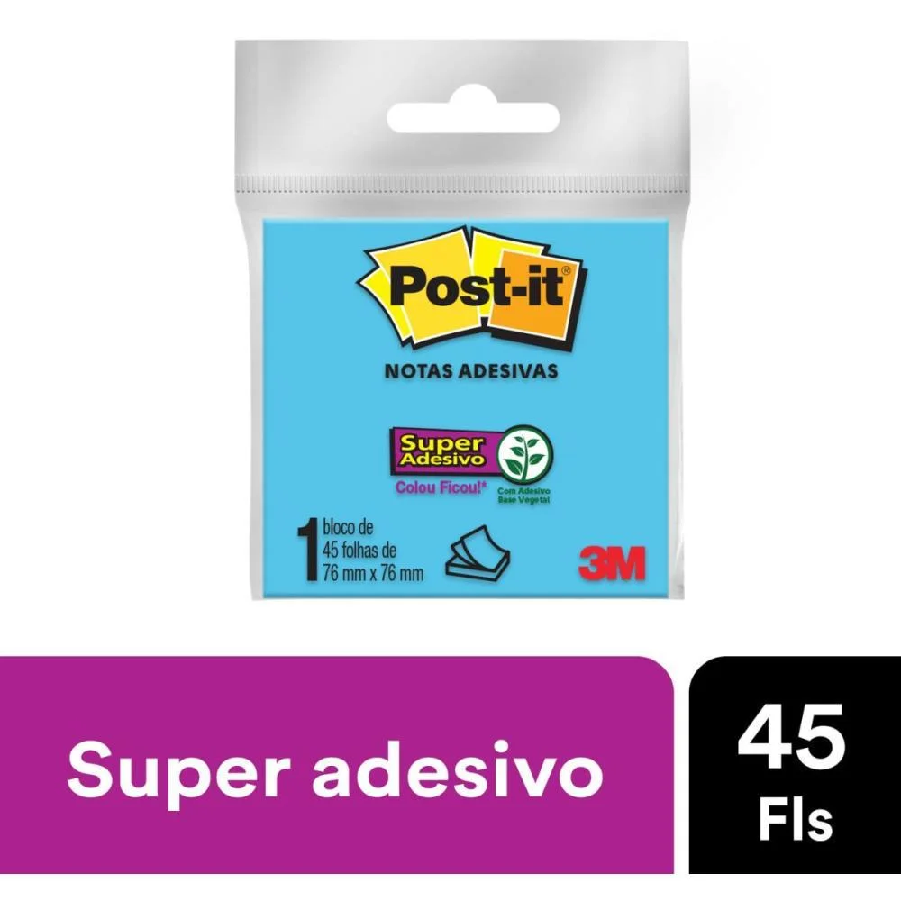 Bloco De Recado Post-It 76X76Mm Azul 45Fls. 3M - imagem 4