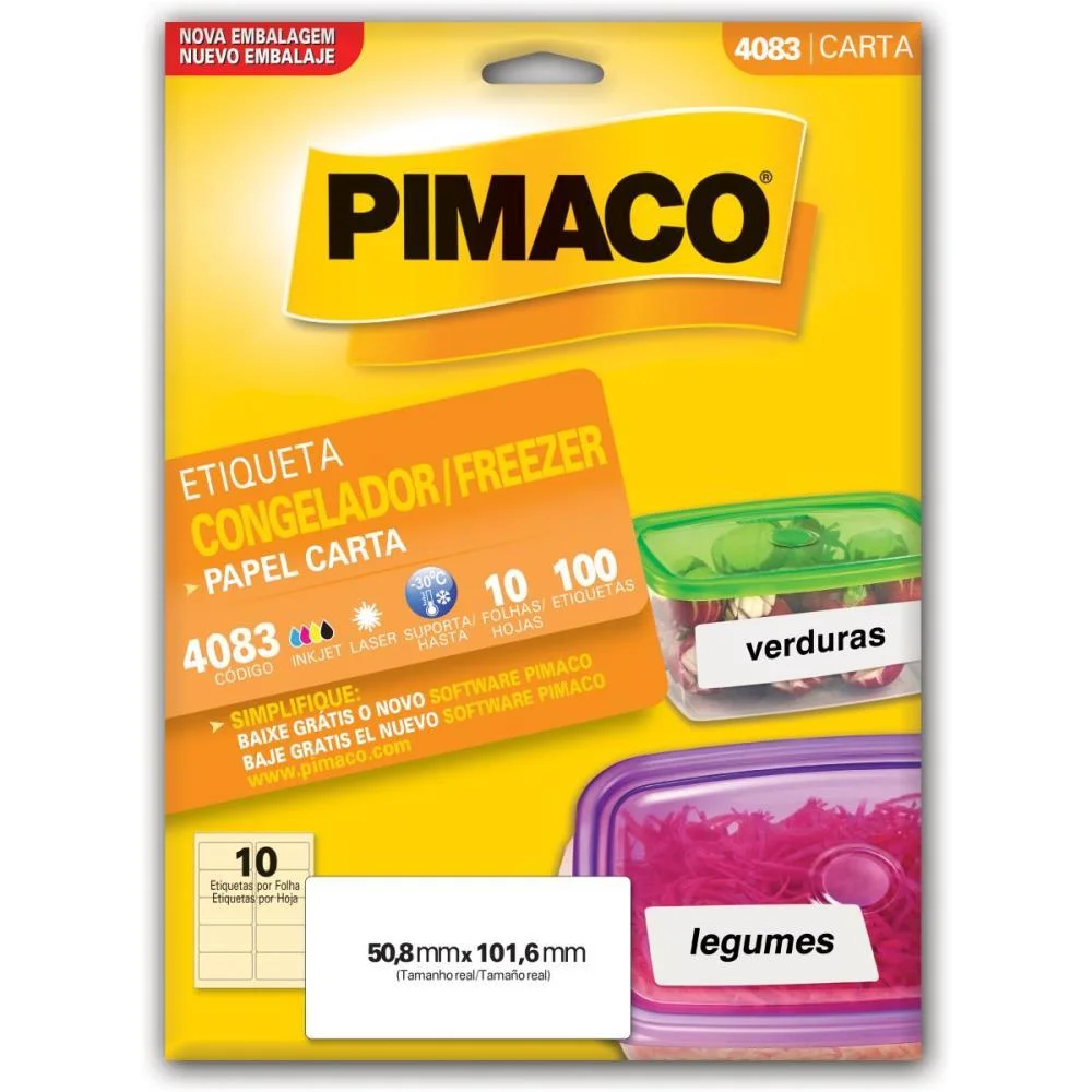 Etiqueta Carta 4083 Cong 10 Fls 50,8X101,6 Mm Pimaco (Ct.c/100) - imagem 2