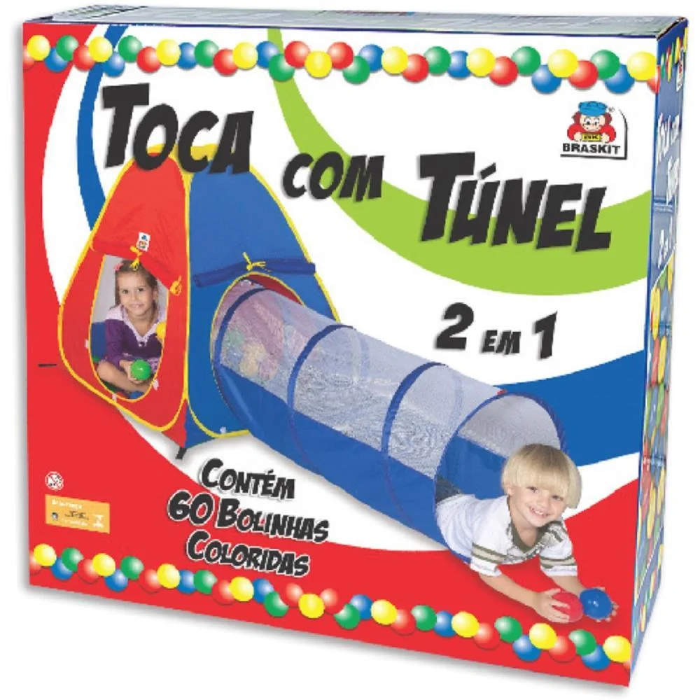 Barraca Infantil Tunel 2 Em 1 C/60 Bolinhas Braskit - imagem 3
