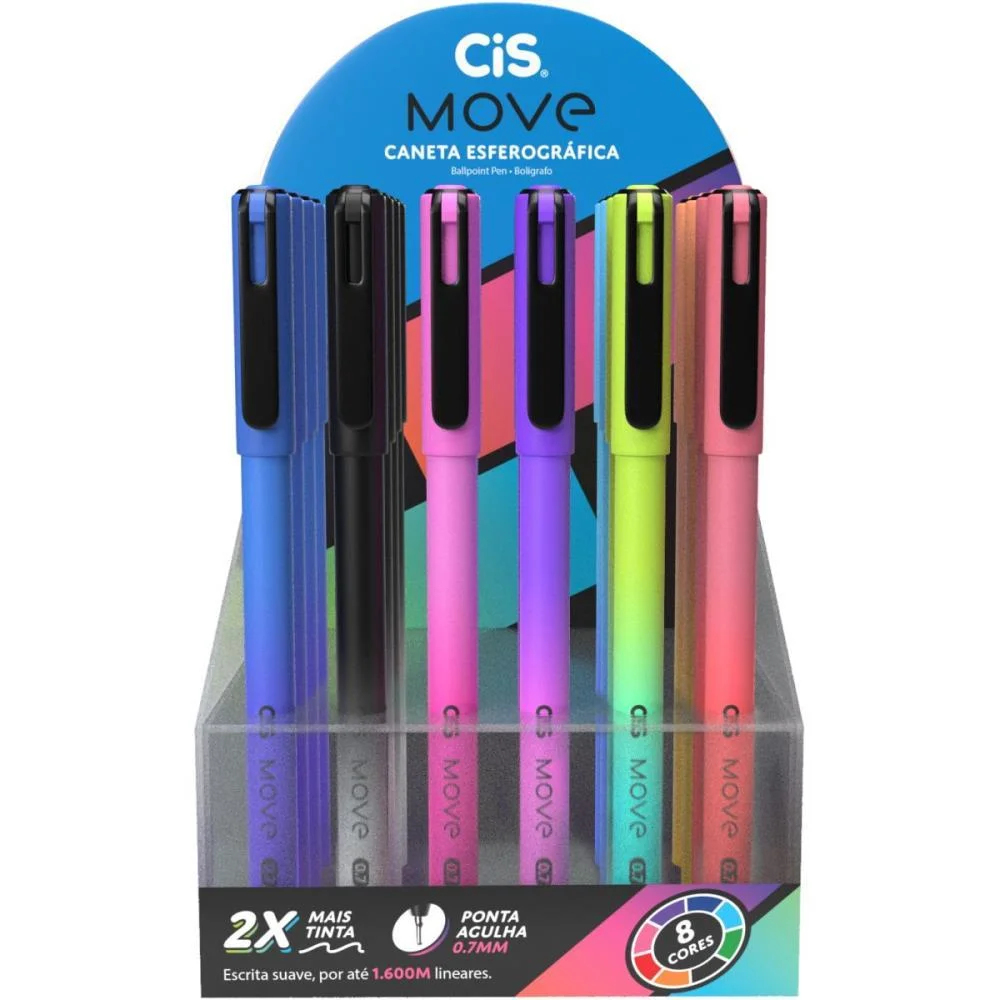 Caneta Esferografica Cis Move 0.7Mm 8 Cores Sertic C/ 24 Unidades - imagem 2