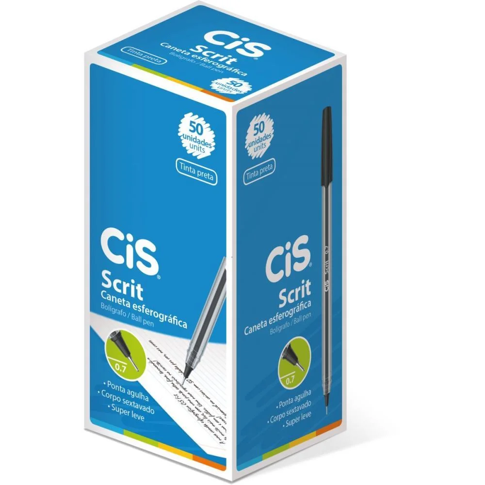 Caneta Esferografica Cis Scrit 0,7Mm Preta Sertic (Cx.c/50) - imagem 2