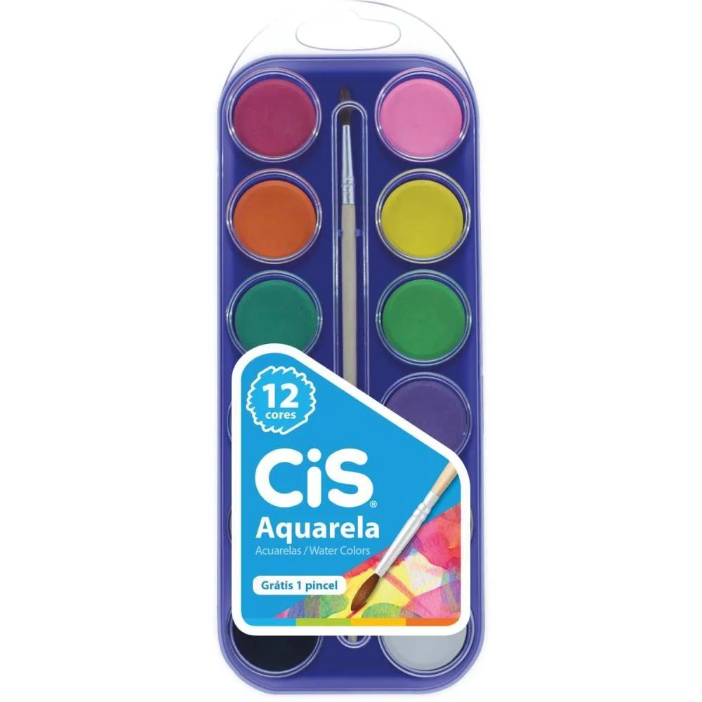 Aquarela Escolar Cis Estojo 12 Cores Sertic C/ 6 Unidades - imagem 2