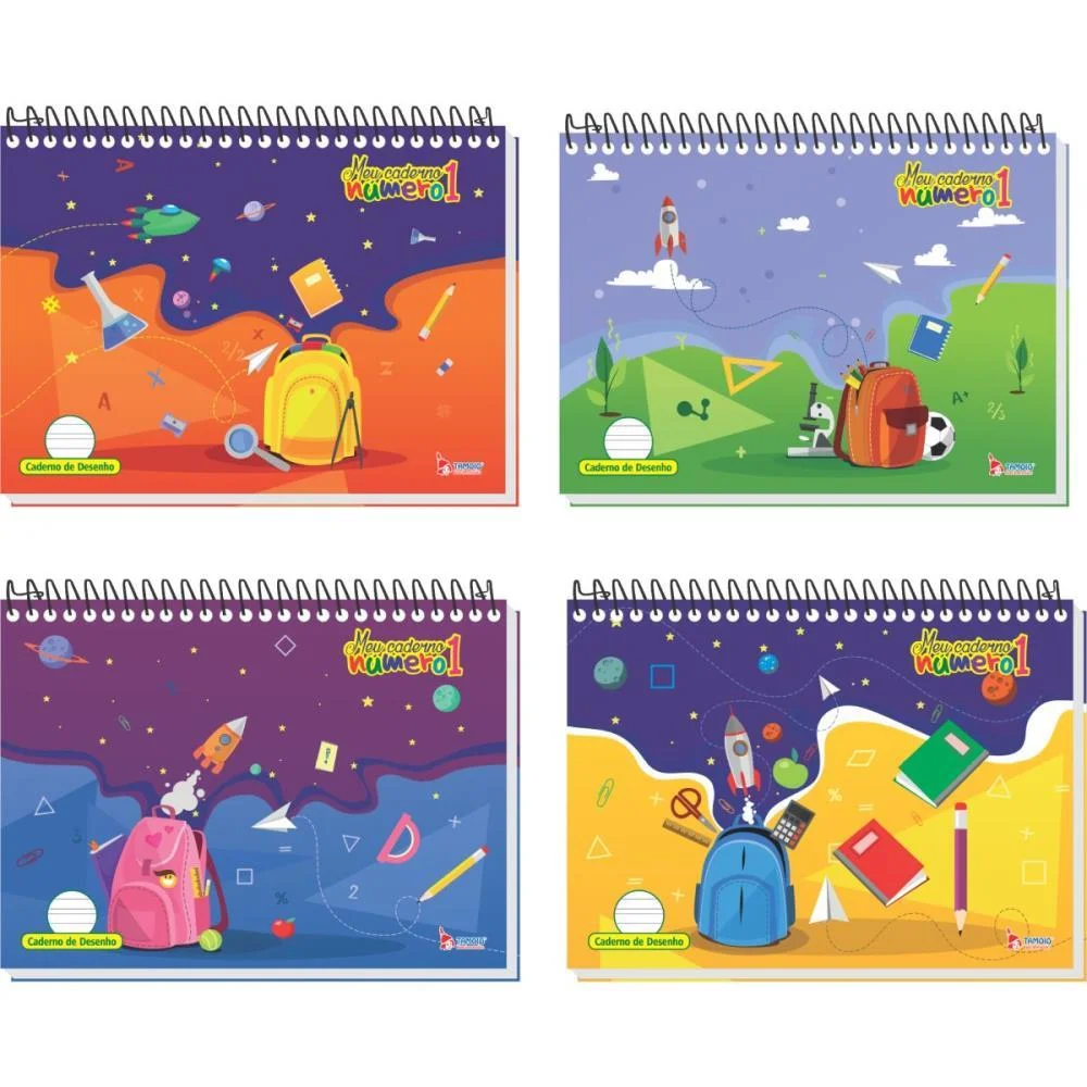 Caderno Desenho Univ Capa Dura Numero 1 40F 150G. Espiral Tamoio (Pct.c/04) - imagem 3