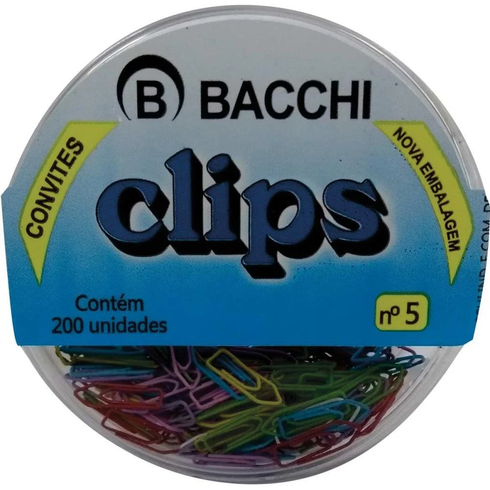 Clipe Colorido Ref.5 Mini Cores C/200Unid. Bacchi (Pct.c/10) - imagem 2