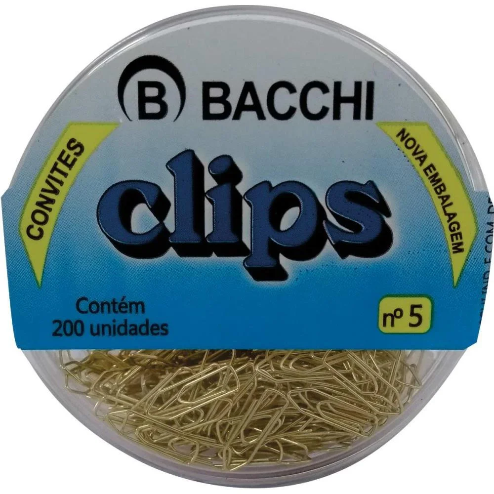 Clipe Colorido Ref.5 Mini Dourado C/200Unid. Bacchi (Pct.c/10) - imagem 3