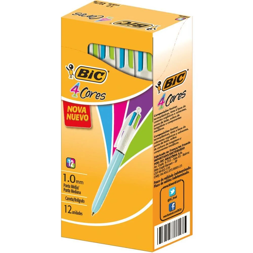 Caneta Esferografica Bic 4 Cores Refresh Corpo Azul Bic (Cx.c/12) - imagem 2