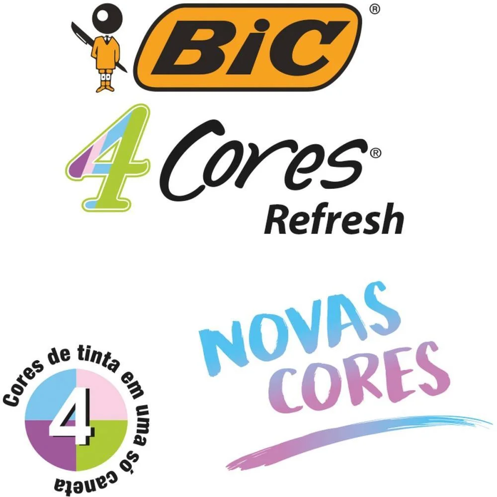 Caneta Esferografica Bic 4 Cores Refresh Corpo Rosa Bic (Cx.c/12) - imagem 5