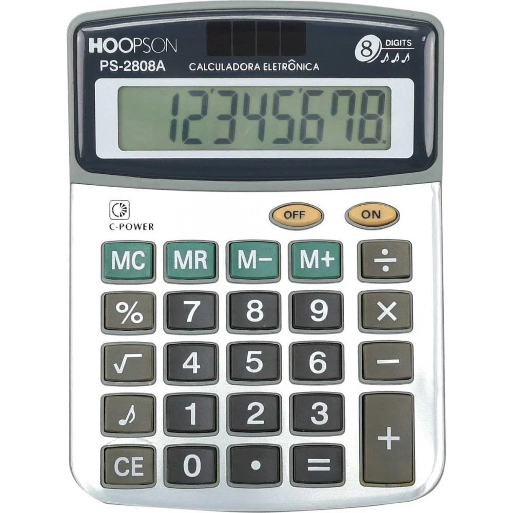 Calculadora De Mesa 8Digitos Bateria/Solar Prata Mercoriental - imagem 3