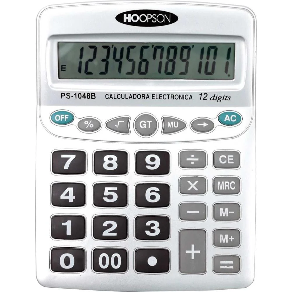 Calculadora De Mesa 12Digitos Pilha Aa Grande Prat Mercoriental - imagem 3