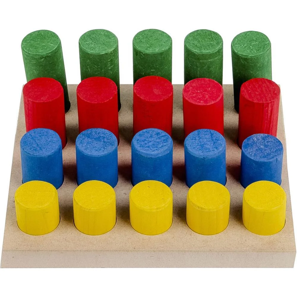 Brinquedo Pedagogico Madeira Pinos De Encaixe 20Pcs Carlu - imagem 3