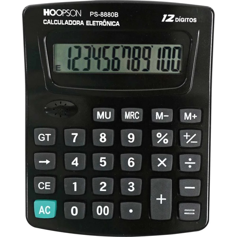 Calculadora De Mesa 12Digitos Pilha Preta Mercoriental - imagem 3