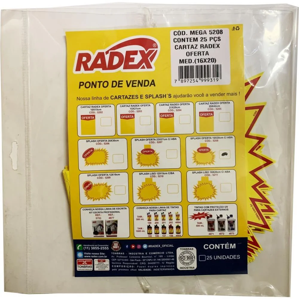 Cartaz Para Marcacao Splash Oferta Amarelo 20X30Cm Radex C/ 100 Unidades - imagem 4
