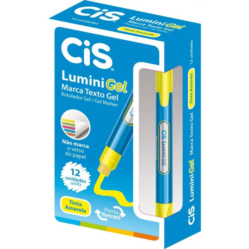 Caneta Marca Texto Gel Cis Lumini Amarela Sertic (Cx.c/12) - imagem 3