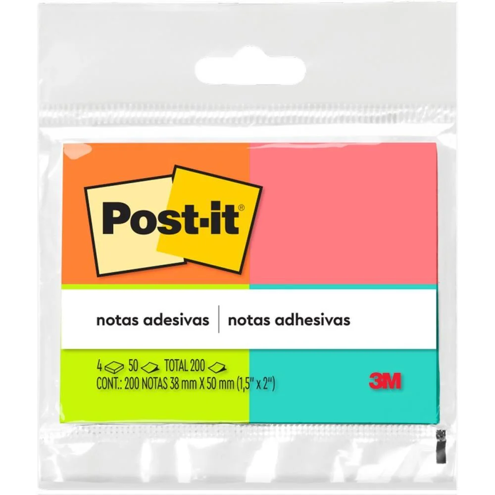 Bloco De Recado Post-It 653 Tropical 38X50Mm 50Fl. 3M (Pct.c/04) - imagem 2
