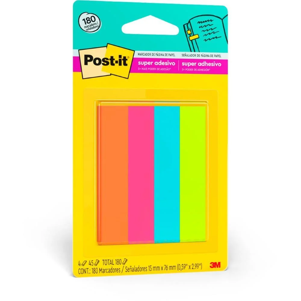 Bloco Marcador Pagina Adesivo Flags 4 Cores Papel 180F. 3M - imagem 2