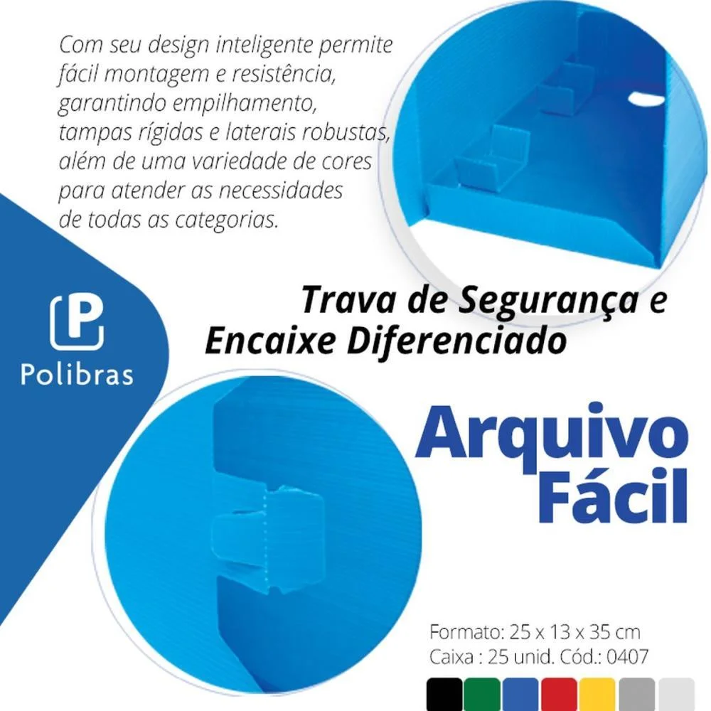 Arquivo Morto Polipropileno Facil Novaonda Preto Polibras (Pct.c/10) - imagem 7