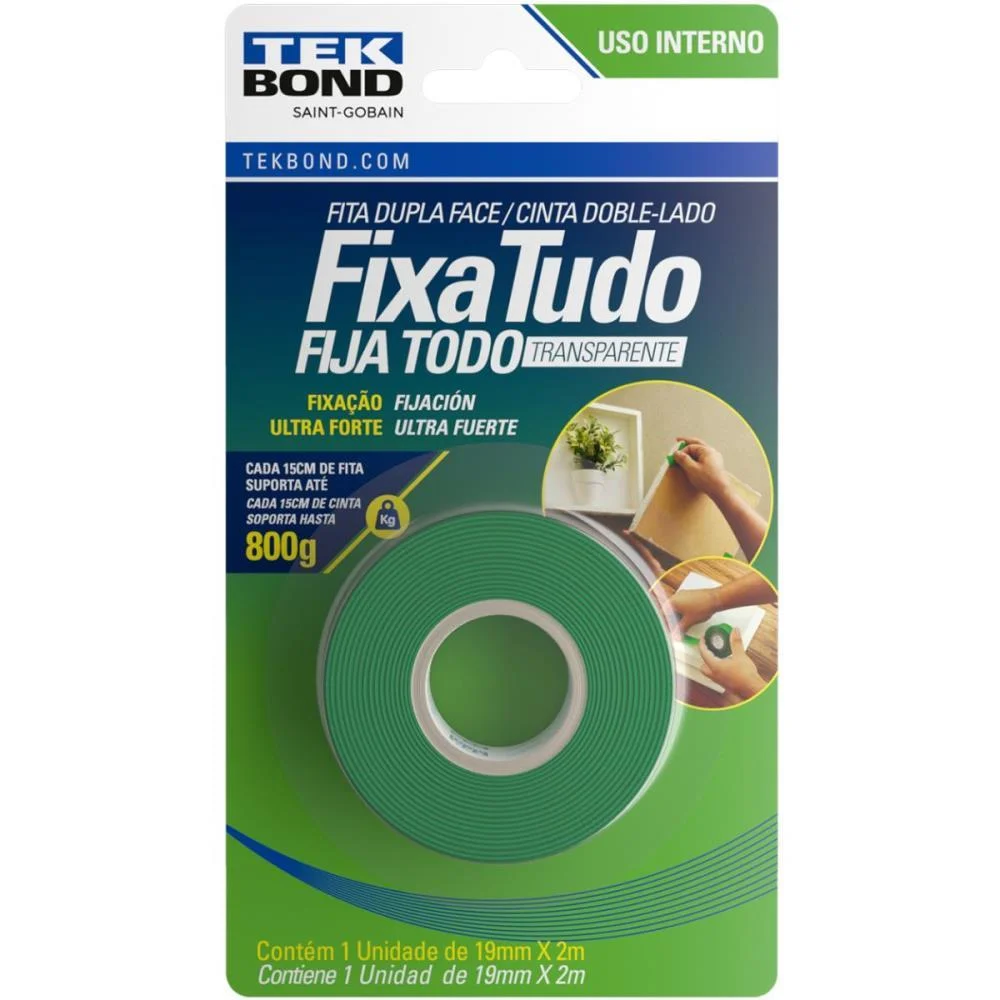 Fita Dupla Face Fixa Tudo Acrilico 19Mmx2M Tekbond - imagem 3