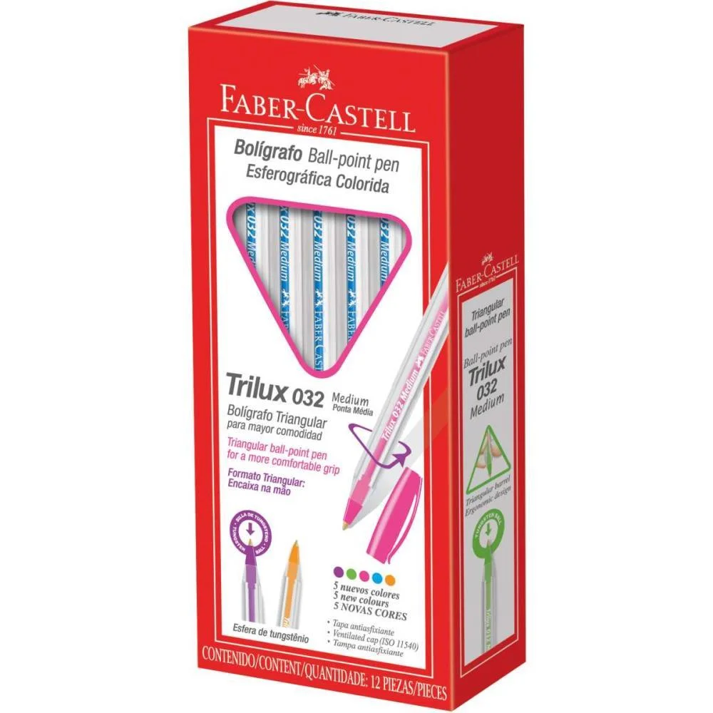Caneta Esferografica Trilux Colors 1.0Mm Rosa Faber-Castell (Cx.c/12) - imagem 2