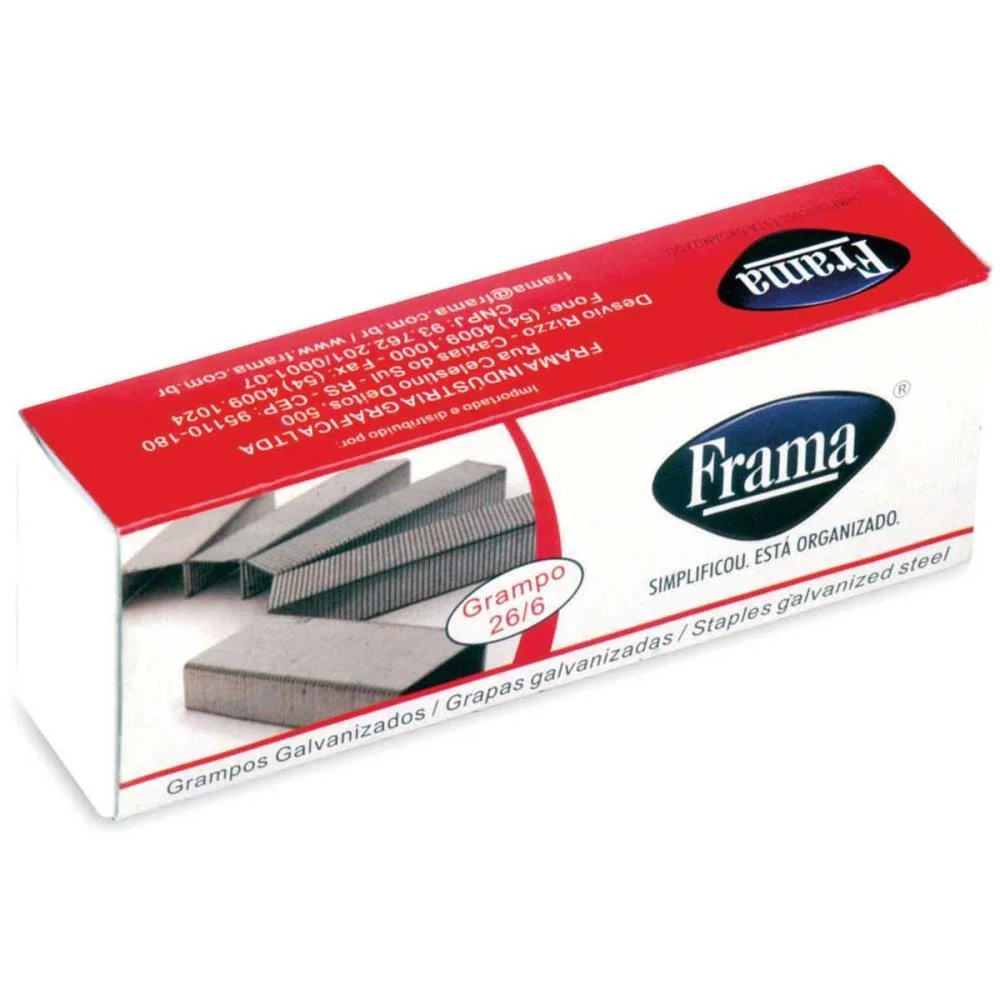 Grampo Para Grampeador 26/6 Galvanizado 5000 Grampos Frama (Caixa) - imagem 3