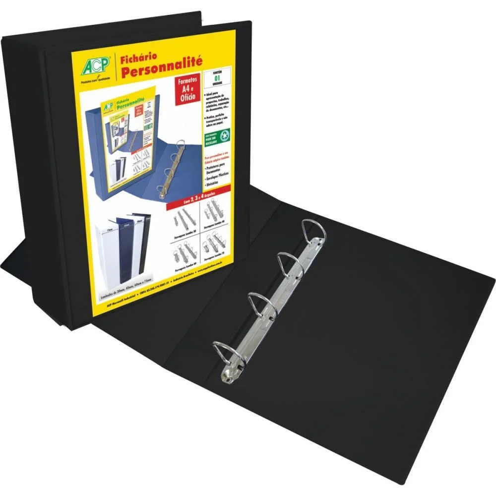 Fichario De Pvc Personalite Of.75Mm 4 Arg.pr Acp - imagem 3