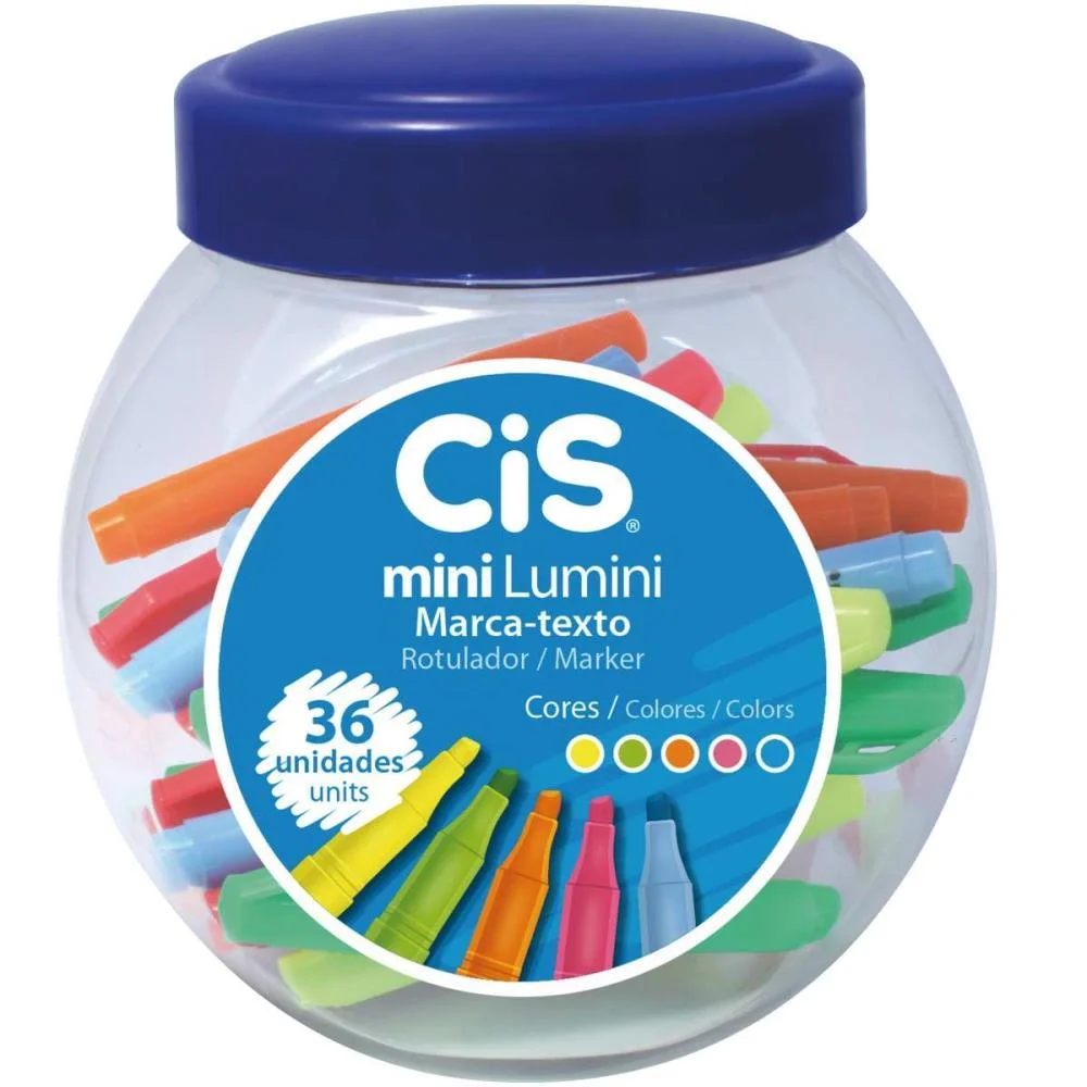 Caneta Marca Texto Cis Mini Lumini 05 Cores Sertic (Pote-36) - imagem 2